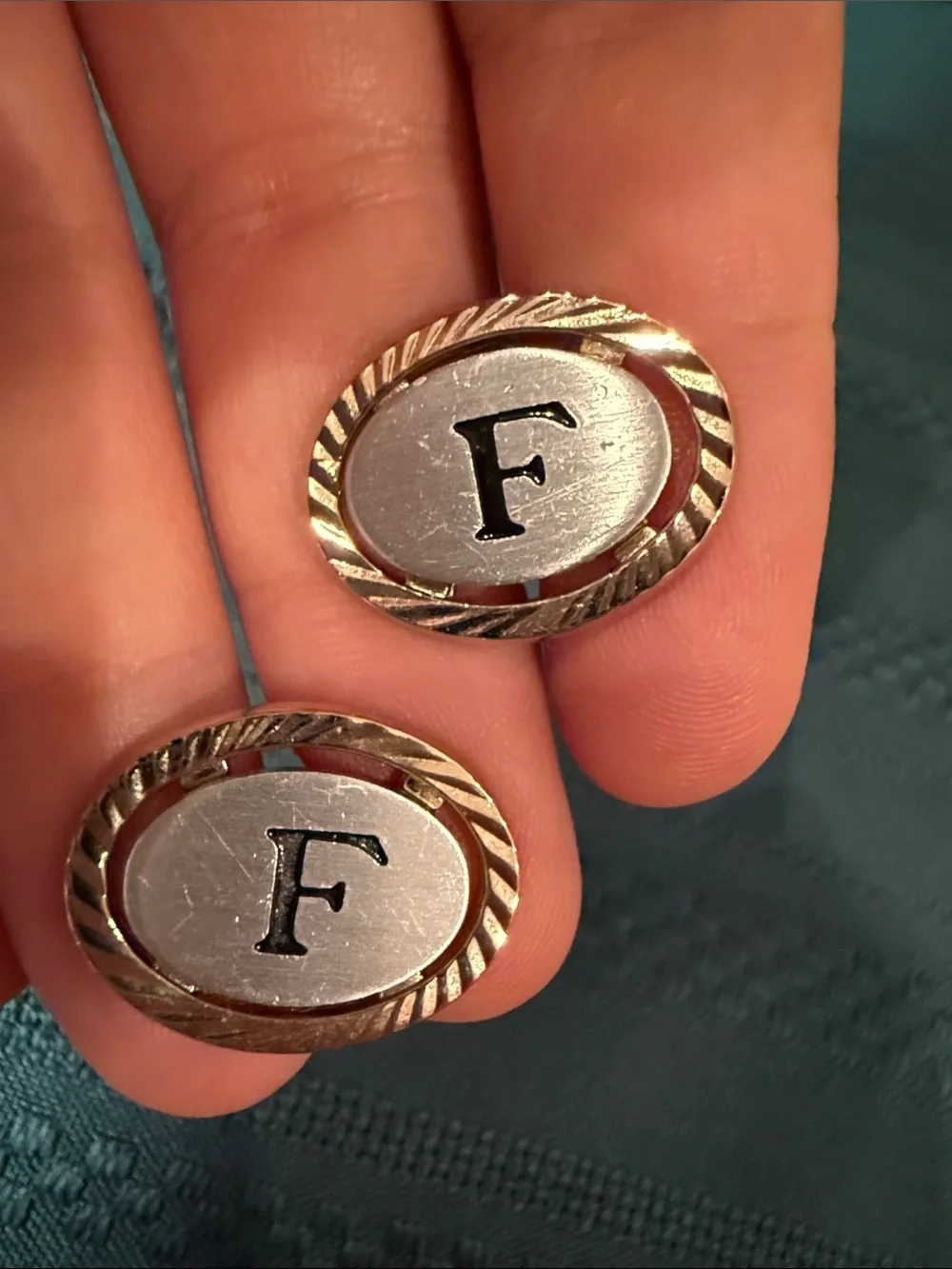 Monogram 'F' Gold-Tone Cufflinks and Tie Clip Set